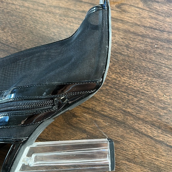 Black Mesh Ankle Booties with clear block heel - Picture 4 of 4